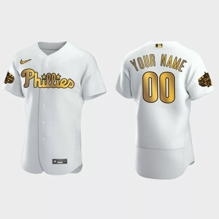 Custom Philadelphia Phillies 2022 MLB All-Star Game Jersey – White Gold