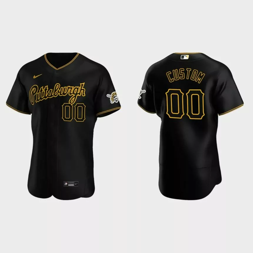 Custom Pittsburgh Pirates Authentic Alternate Jersey – Black
