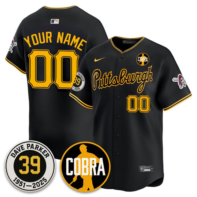 Custom Pittsburgh Pirates Memories Dave Parker Jersey- “COBRA” Patch BLACK