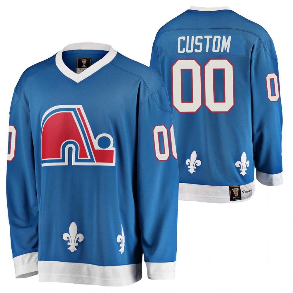 Custom Quebec Nordiques Heritage Vintage Jersey Blue