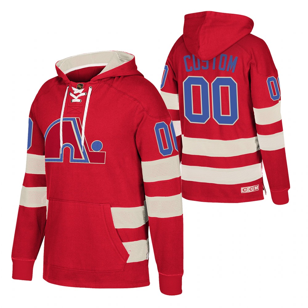 Custom Quebec Nordiques Retro Red Jersey Hoodie Pullover
