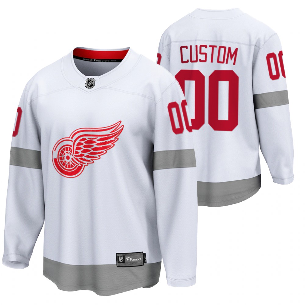 Custom Red Wings 2021 Special Edition White Jersey Reverse Retro