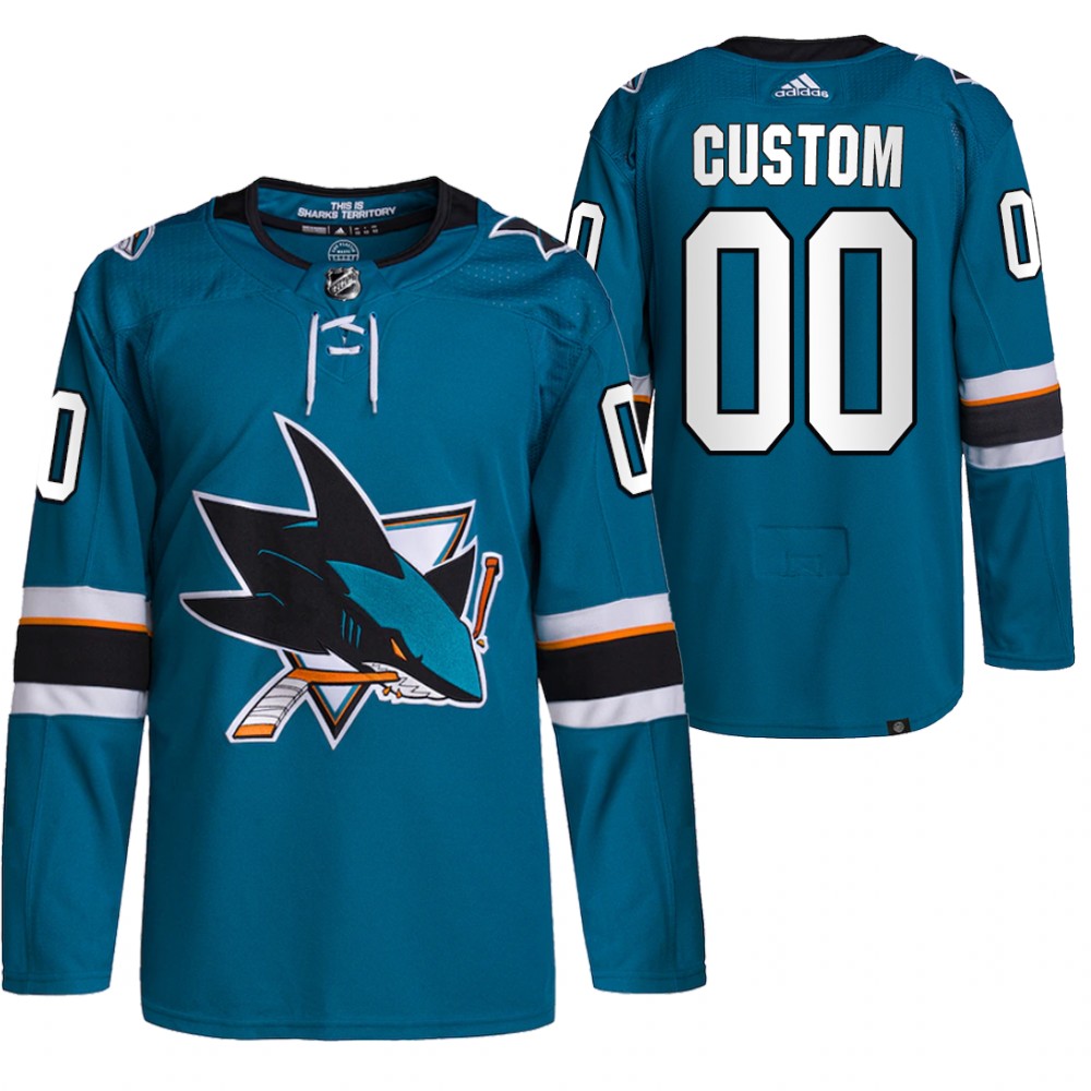 Custom San Jose Sharks Teal Home Primegreen Authentic Pro Jersey