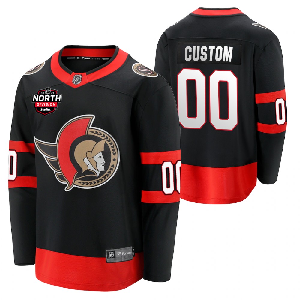 Custom Senators 2021 North Division Patch Jersey Black Home
