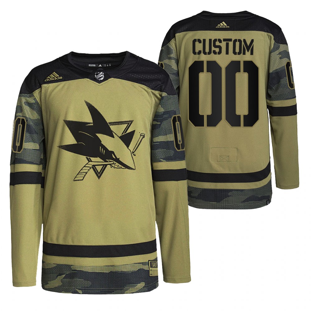 Custom Sharks Military Appreciation Jersey Camo Authentic Practice