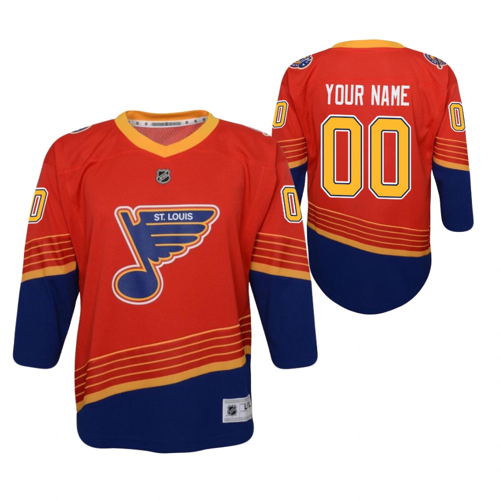 Custom St. Louis Blues 2021 Reverse Retro Red Youth Jersey Replica