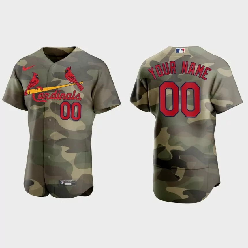 Custom St. Louis Cardinals 2021 National Armed Forces Day Authentic Jersey – Camo