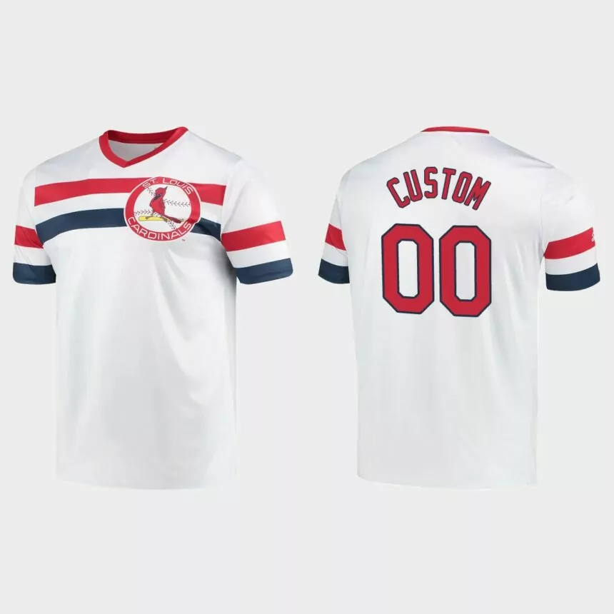 Custom St. Louis Cardinals Cooperstown Collection V-Neck Jersey – White