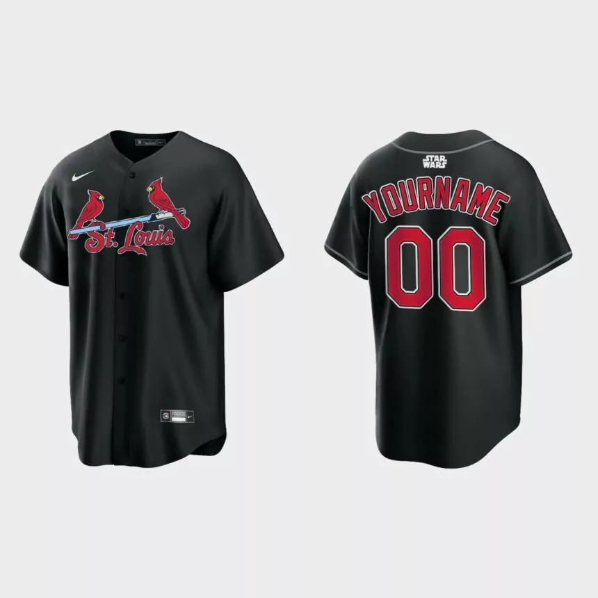 Custom St. Louis Cardinals Star Wars Replica Jersey – Black
