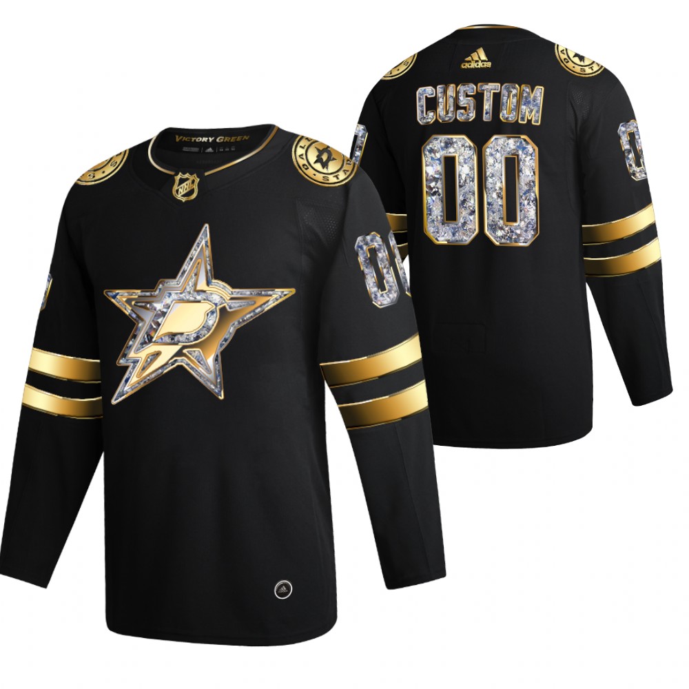 Custom Stars 2022 Stanley Cup Playoffs Black Diamond Edition Authentic Jersey