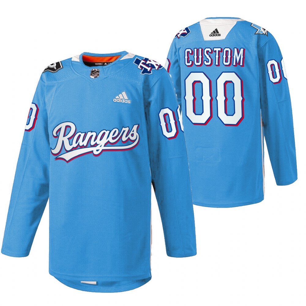 Custom Stars Texas Rangers Night 2022 Jersey Blue Warmup