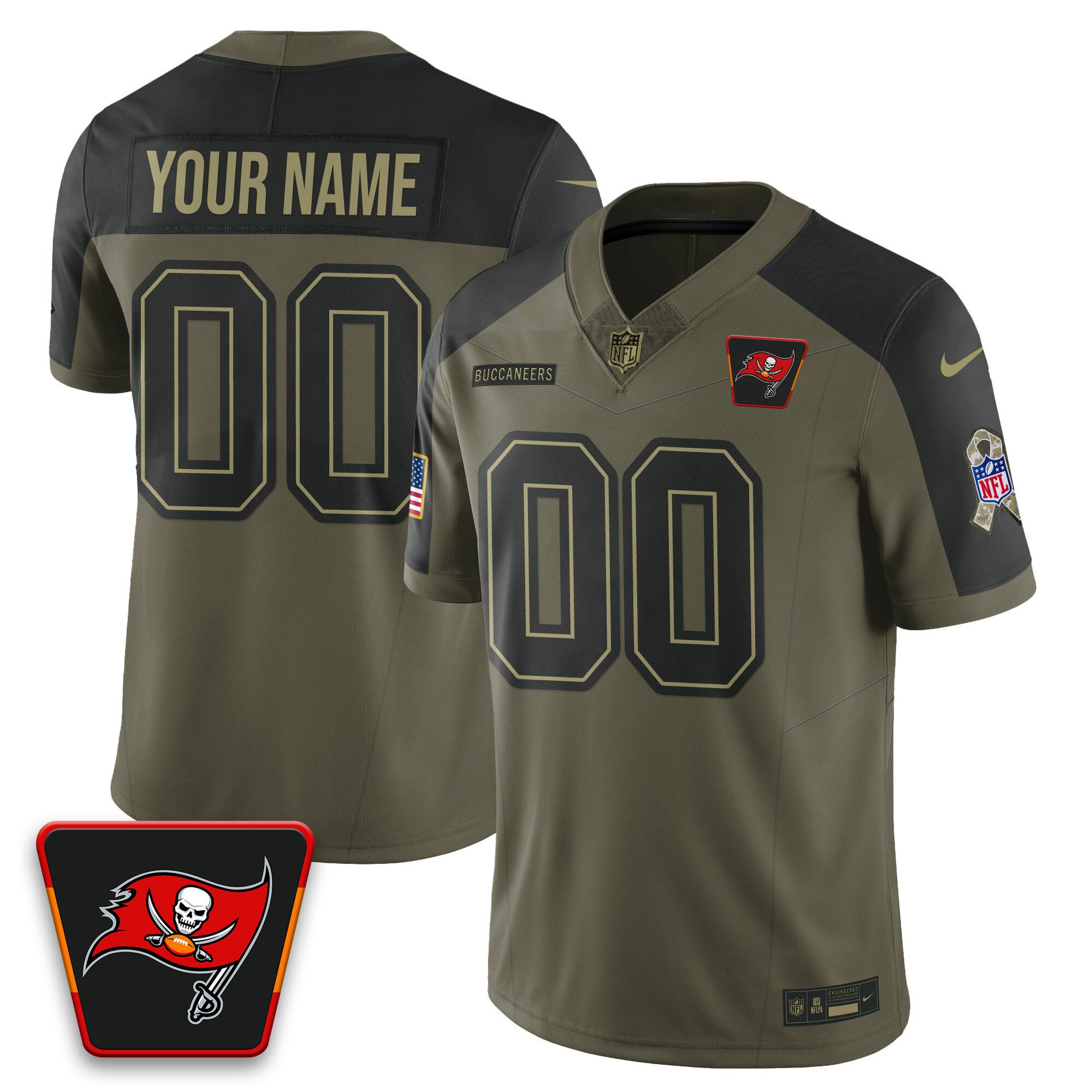 Custom Tampa Bay Buccaneers 2025 Salute to Service Limited Jersey olive