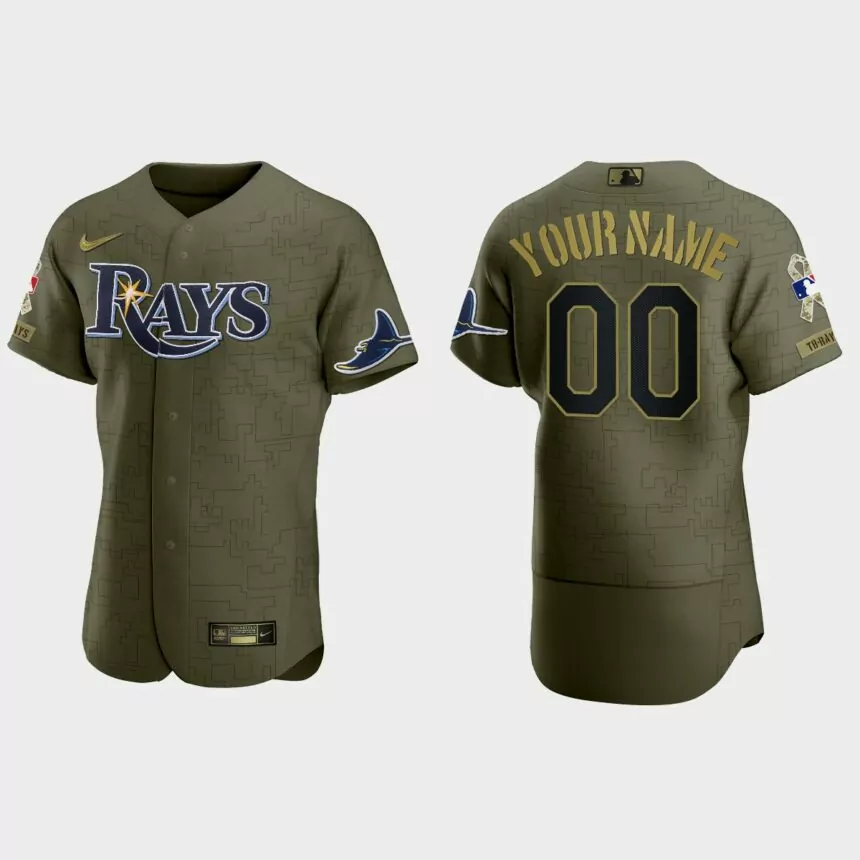 Custom Tampa Bay Rays 2021 Salute to Service Digital Camo Jersey – Green