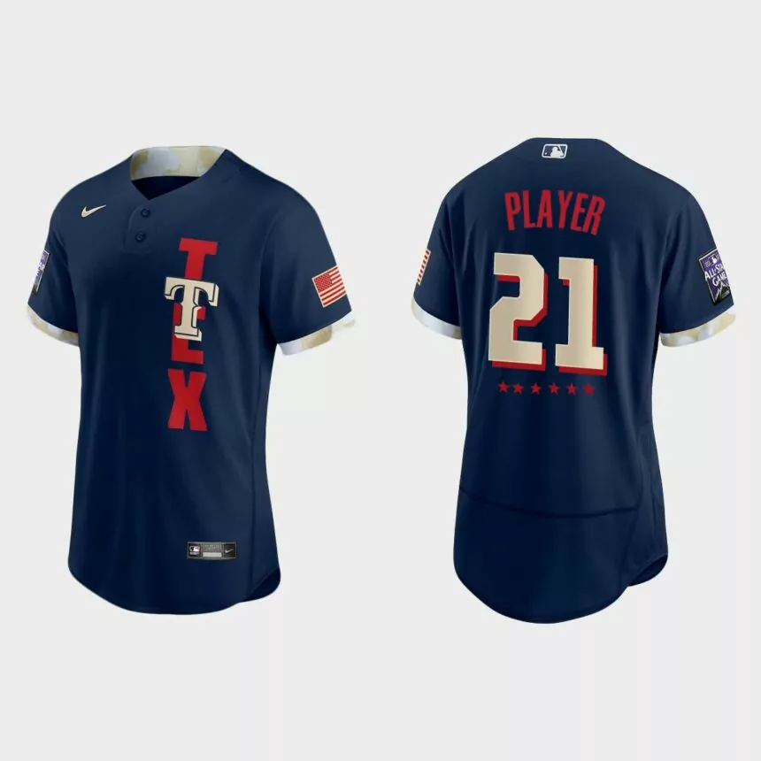 Custom Texas Rangers 2021 MLB All-Star Game Authentic Jersey – Navy