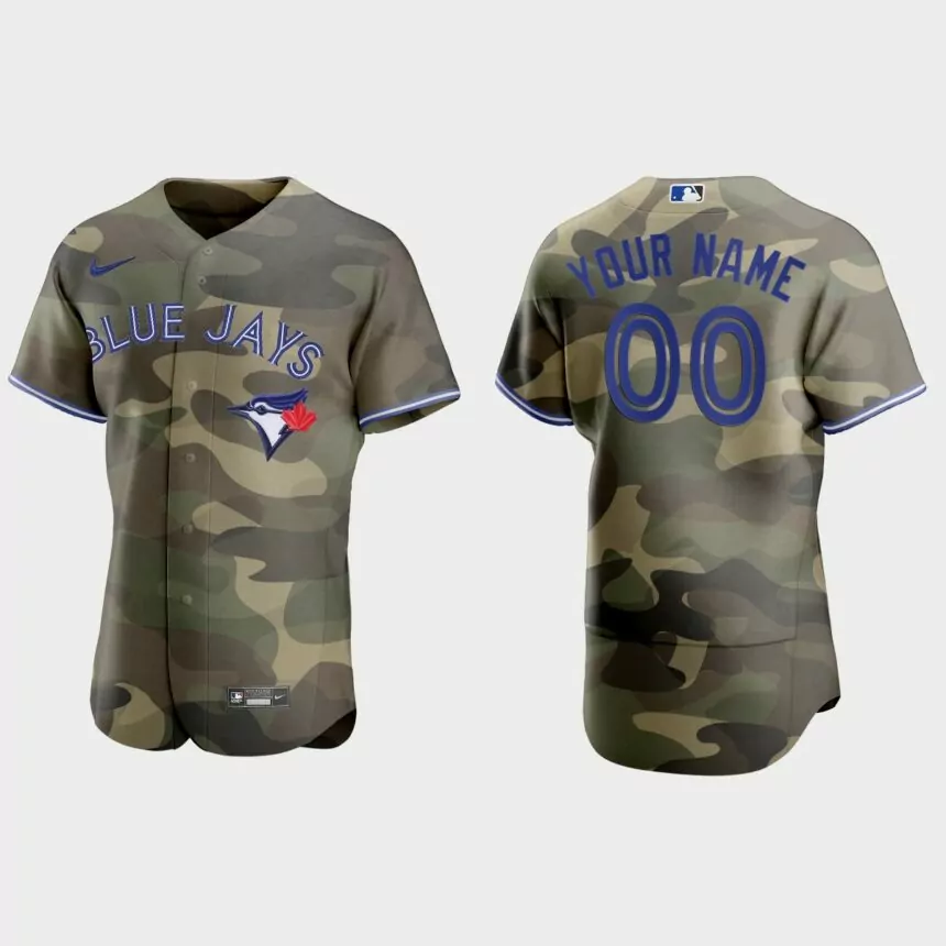 Custom Toronto Blue Jays 2021 National Armed Forces Day Authentic Jersey – Camo