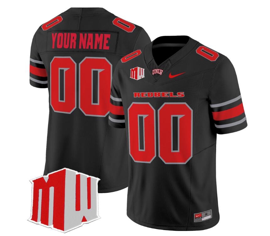Custom UNLV Rebels Black Football Jersey