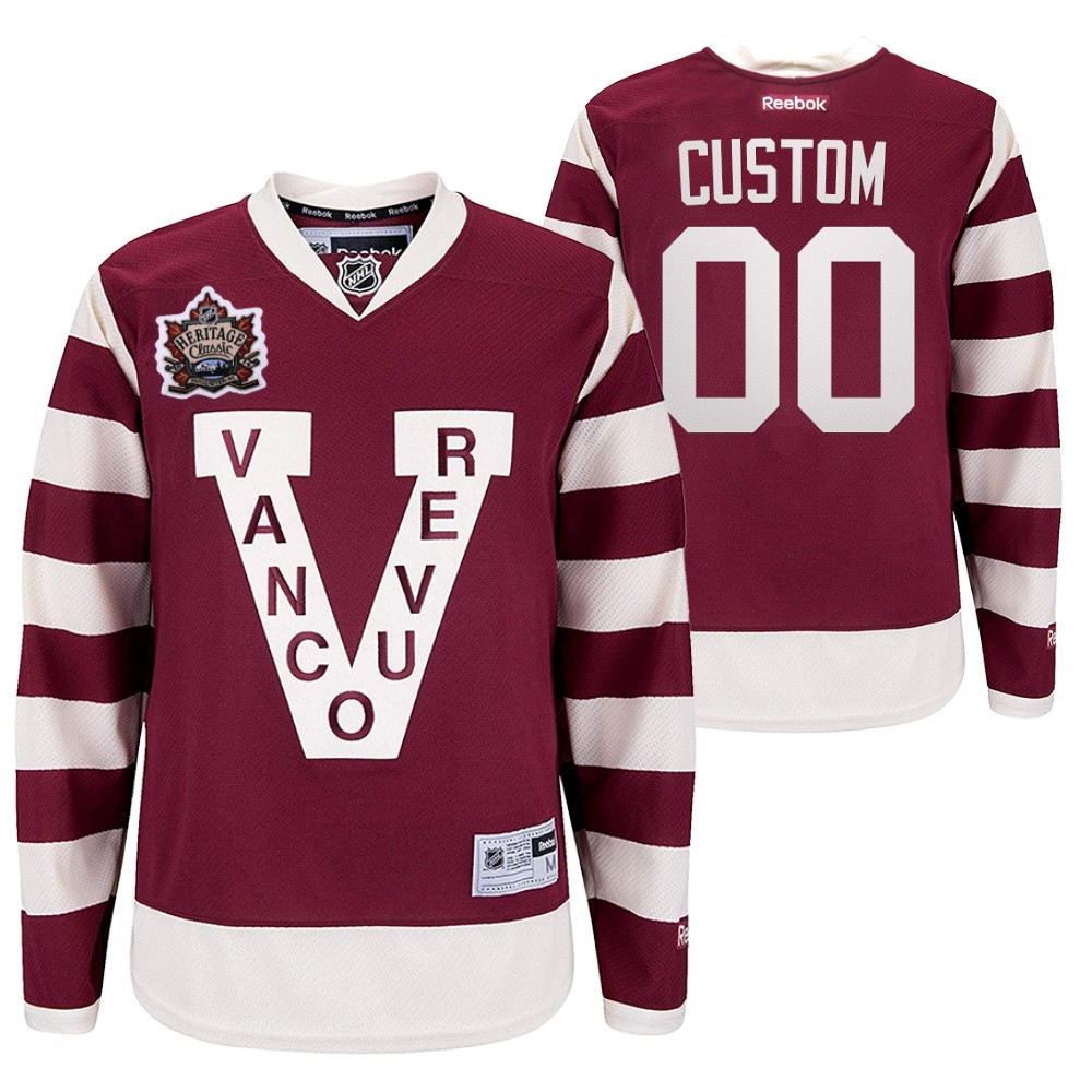 Custom Vancouver Canucks Millionaires Heritage Classic Burgundy 2014 Jersey
