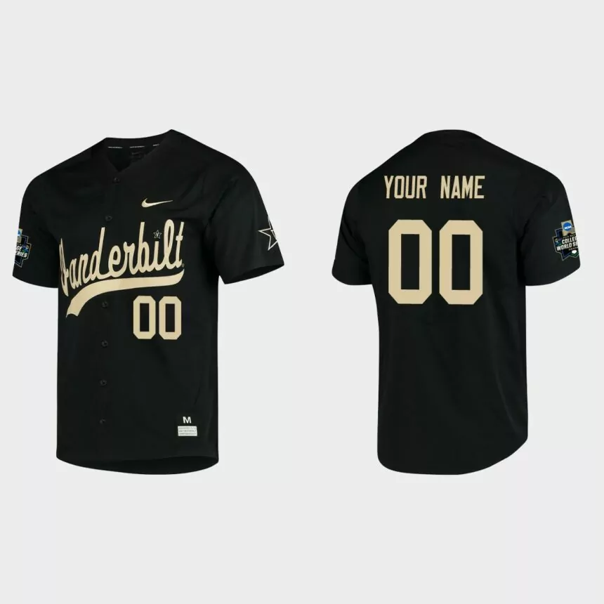 Custom Vanderbilt Commodores College World Series Baseball Jersey – Black