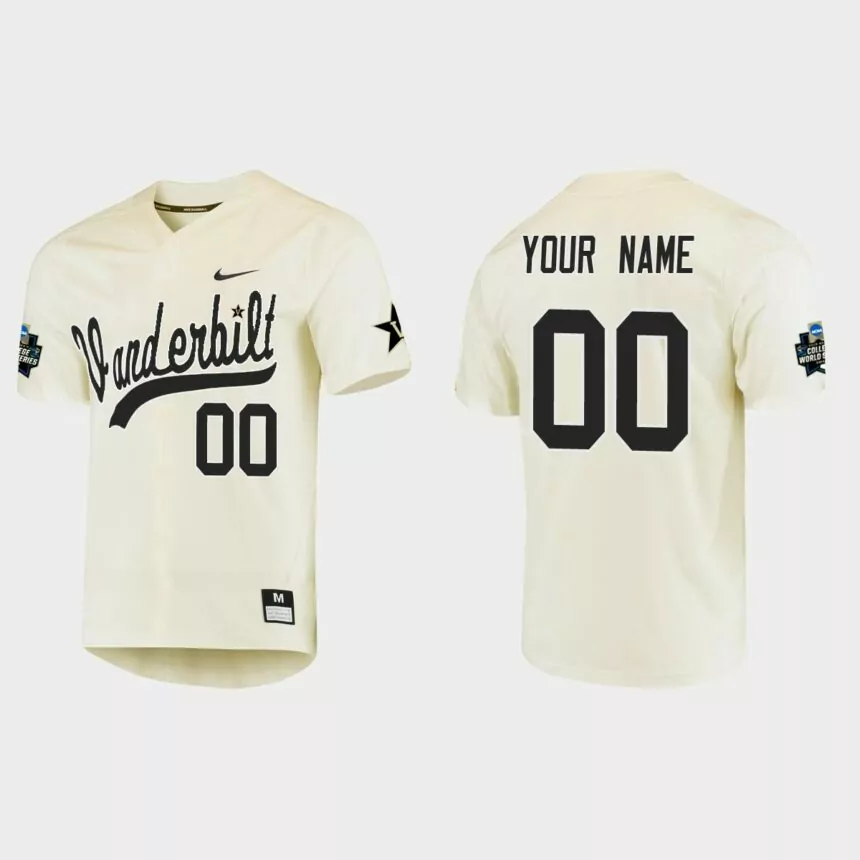 Custom Vanderbilt Commodores College World Series Baseball Jersey – Cream
