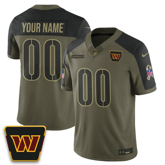 Custom Washington Commanders 2025 Salute to Service Limited Jersey olive