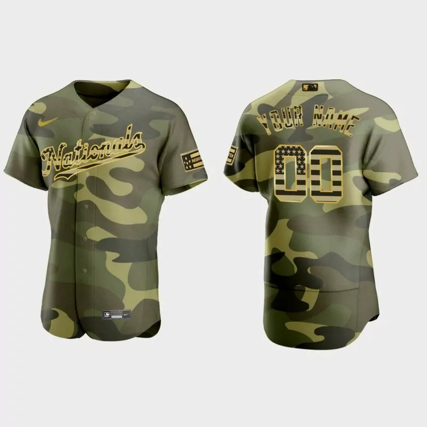 Custom Washington Nationals 2022 Armed Forces Day Authentic Jersey – Camo