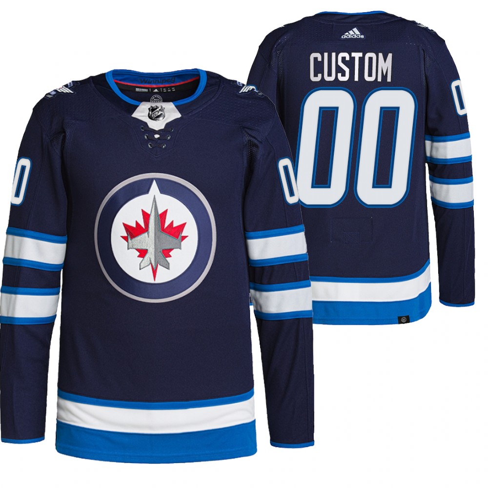 Custom Winnipeg Jets Navy Authentic Pro Home Jersey
