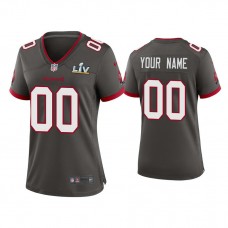 Custom Women's 2021 Tampa Bay Buccaneers #00 Pewter Super Bowl LIV Pewter Game Jersey