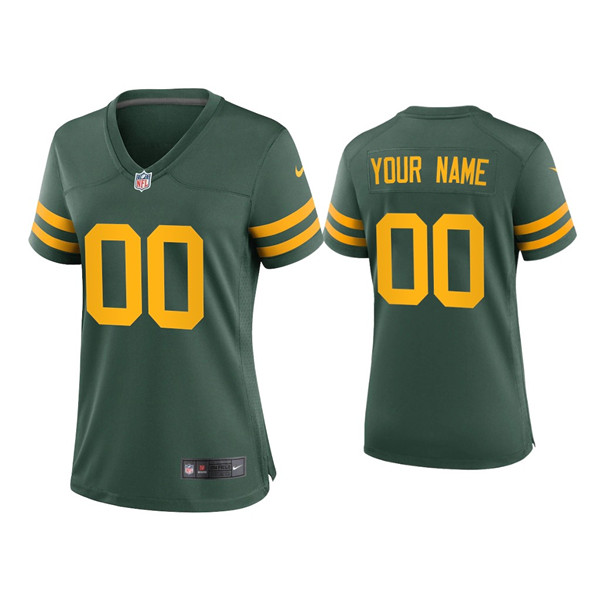 Custom Women Packers Alternate Game Green Jersey