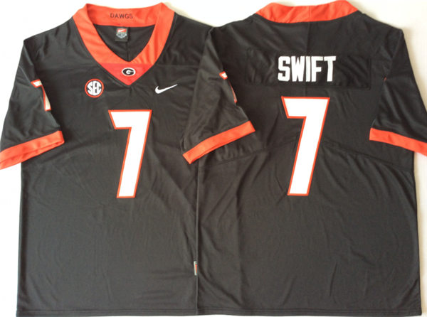 D'Andre Swift Georgia Bulldogs Men's Jersey - #7 NCAA Black Limited Home