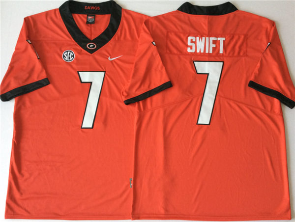 D'Andre Swift Georgia Bulldogs Men's Jersey - #7 NCAA Red Limited Home