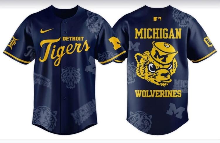 DETROIT TIGERS MICHIGAN WOLVERINES BASEBALL JERSEY