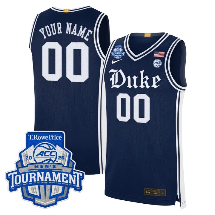 DUKE BLUE DEVILS 2026 ACC CONFERENCE TOURNAMENT CHAMPIONS CUSTOM BASKETBALL JERSEY NAVY
