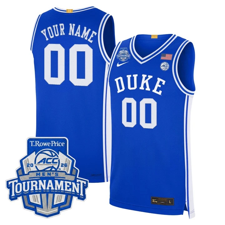 DUKE BLUE DEVILS 2026 ACC CONFERENCE TOURNAMENT CHAMPIONS CUSTOM BASKETBALL JERSEY ROYAL