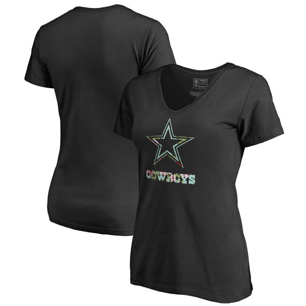Dallas Cowboys NFL Pro Line By Fanatics Branded Women's Lovely Plus Size V Neck T-Shirt Black