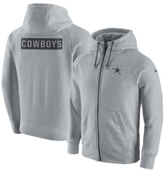 Dallas Cowboys Nike Gridiron Gray 2.0 Full Zip Hoodie Ash