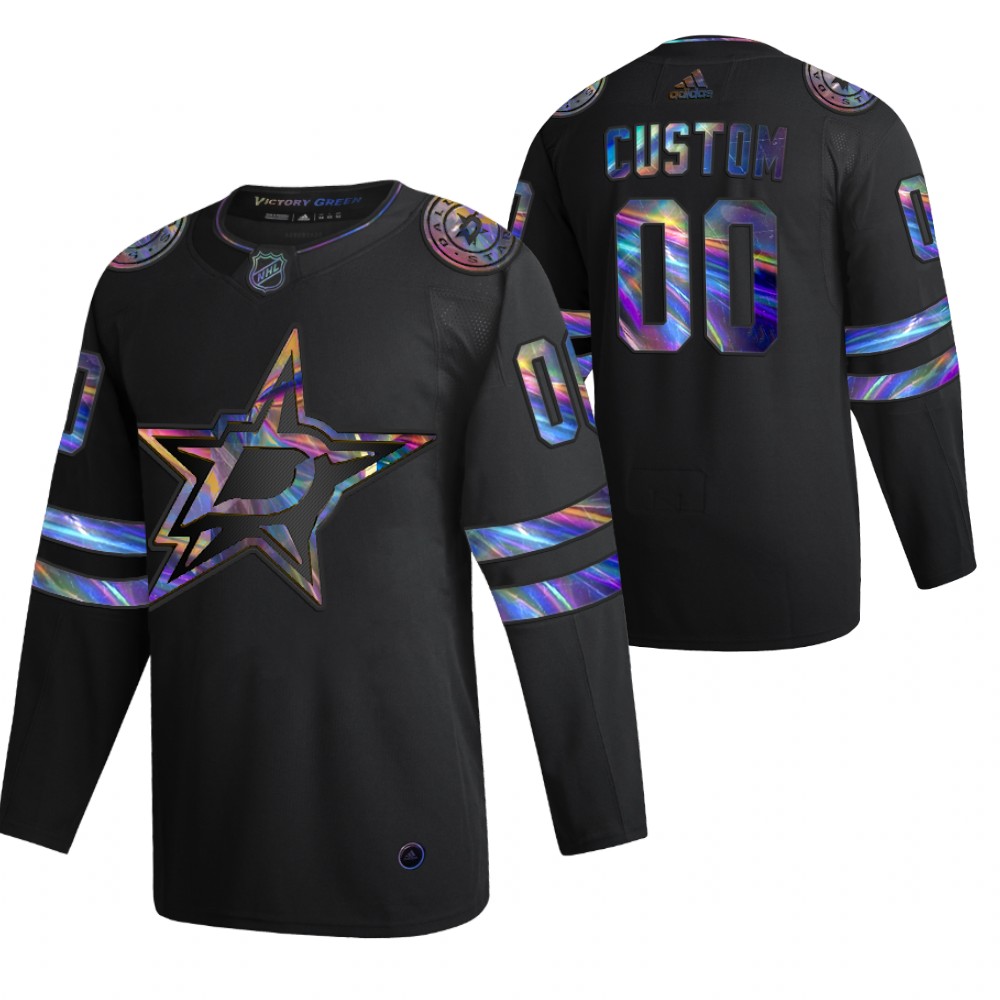 Dallas Stars Custom Black 2020-21 Iridescent Holographic Collection Authentic Jersey
