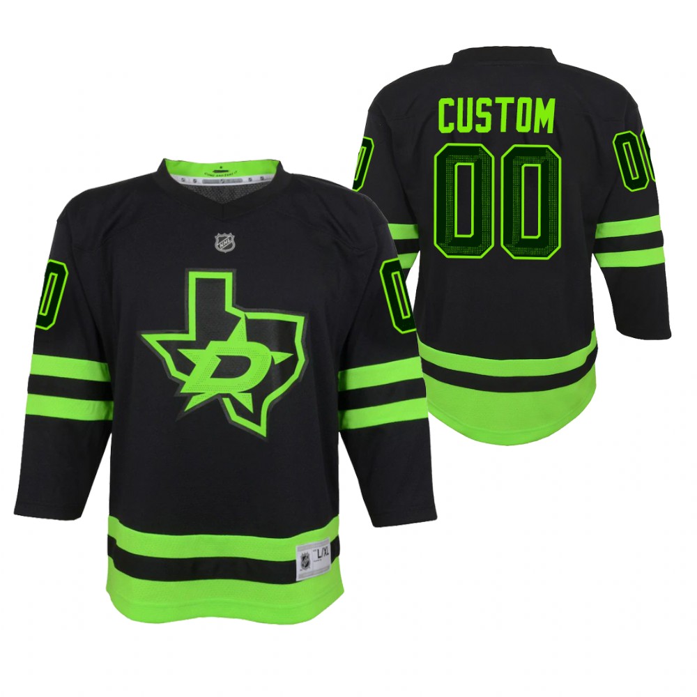 Dallas Stars Custom Youth Black 2020-21 Alternate Jersey