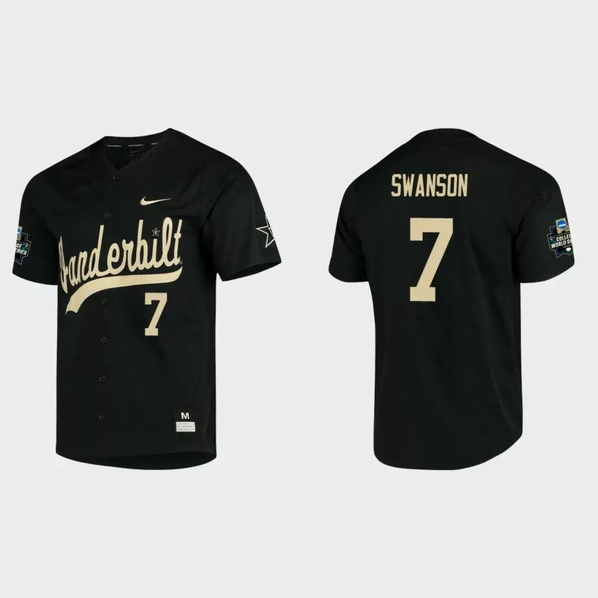 Dansby Swanson Vanderbilt Commodores College World Series Baseball Jersey – Black