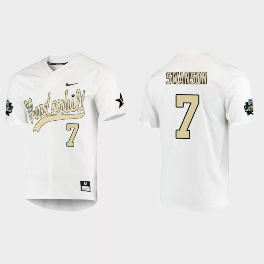 Dansby Swanson Vanderbilt Commodores College World Series Baseball Jersey – White