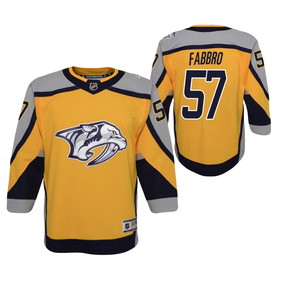 Dante Fabbro Nashville Predators 2021 Reverse Retro Gold Youth Jersey Special Edition