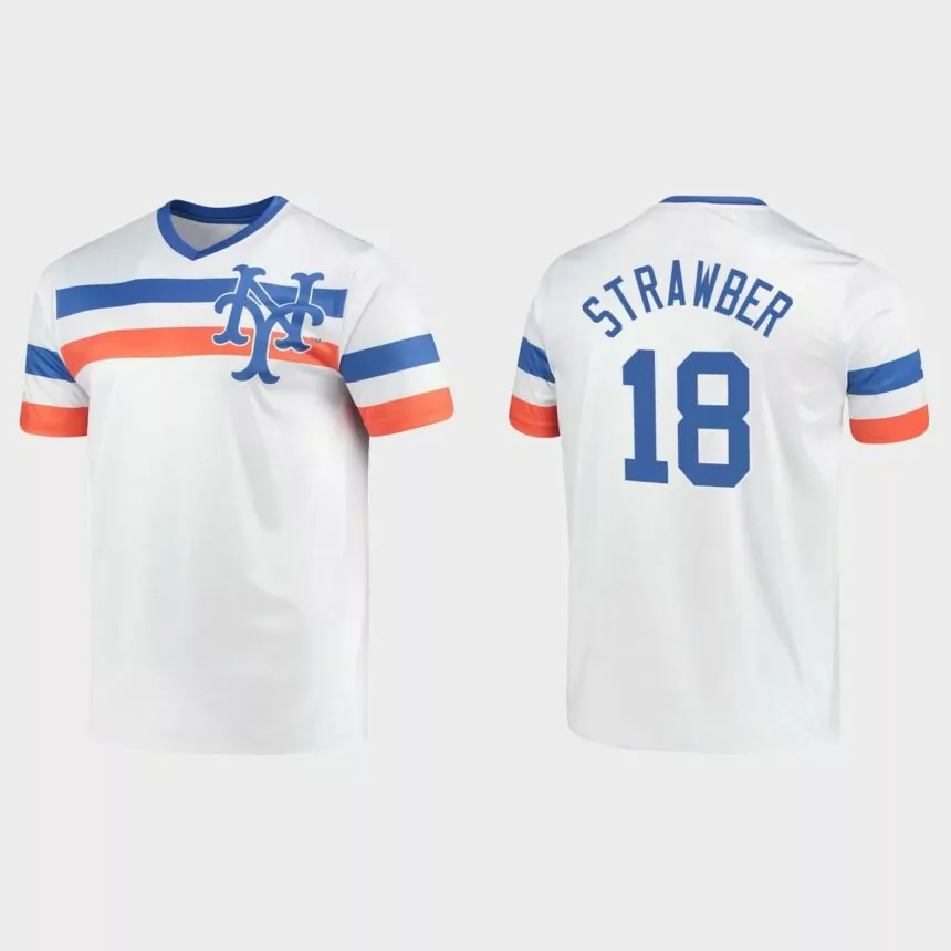 Darryl Strawberry New York Mets Cooperstown Collection V-Neck Jersey – White