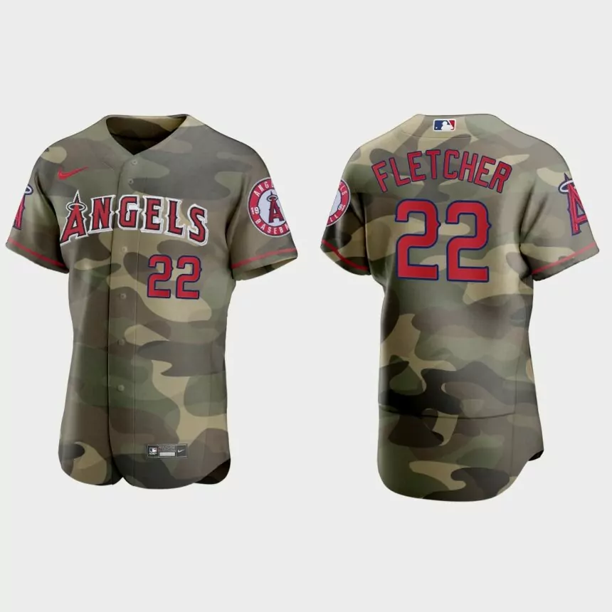 David Fletcher Los Angeles Angels 2021 National Armed Forces Day Authentic Jersey – Camo