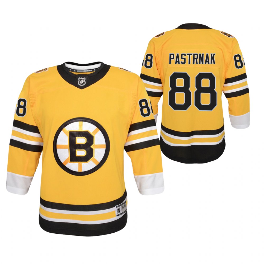 David Pastrnak Boston Bruins 2021 Reverse Retro Gold Youth Jersey Replica Stitched