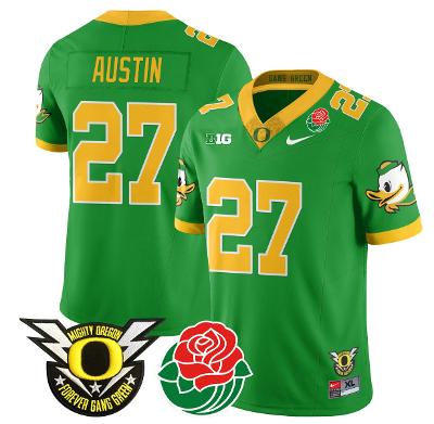 Daylen Austin Jersey #27 Oregon Ducks 2024 Rose Bowl Patch N1 Football Green