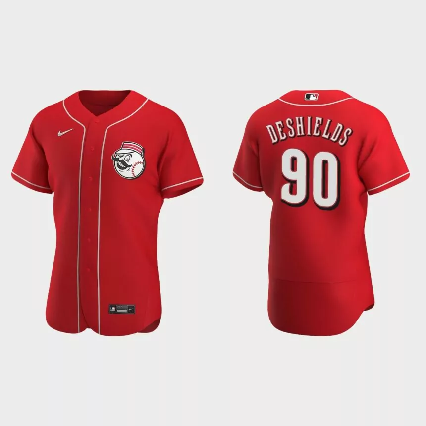 Delino DeShields #90 Cincinnati Reds Authentic Alternate Jersey – Scarlet