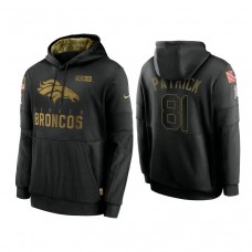 Denver Broncos #81 Tim Patrick Black 2020 Salute to Service Sideline Performance Pullover Hoodie