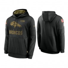 Denver Broncos Black 2020 Salute to Service Sideline Performance Pullover Hoodie