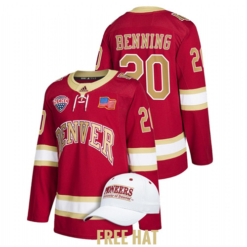 Denver Pioneers Mike Benning College Hockey NCHC Jersey Crimson