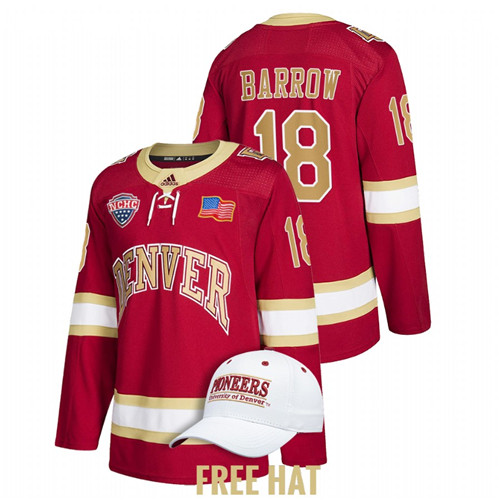 Denver Pioneers Ryan Barrow College Hockey NCHC Jersey Crimson