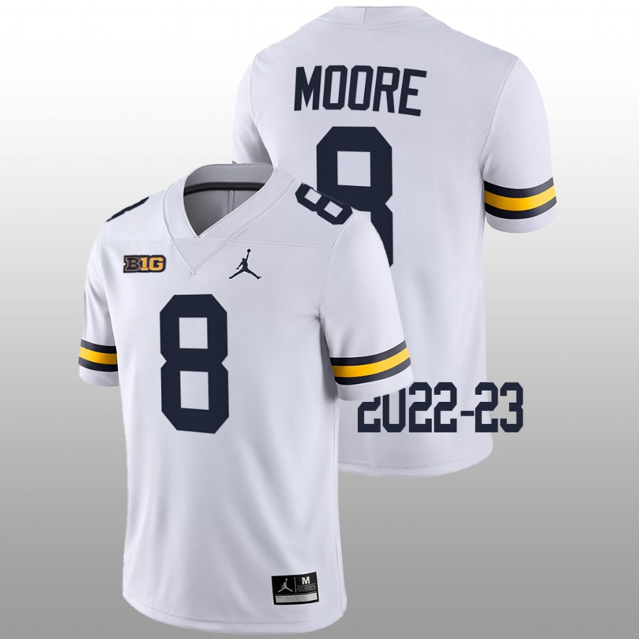 Derrick Moore Michigan Wolverines White 2022-23 College Football Game Jersey